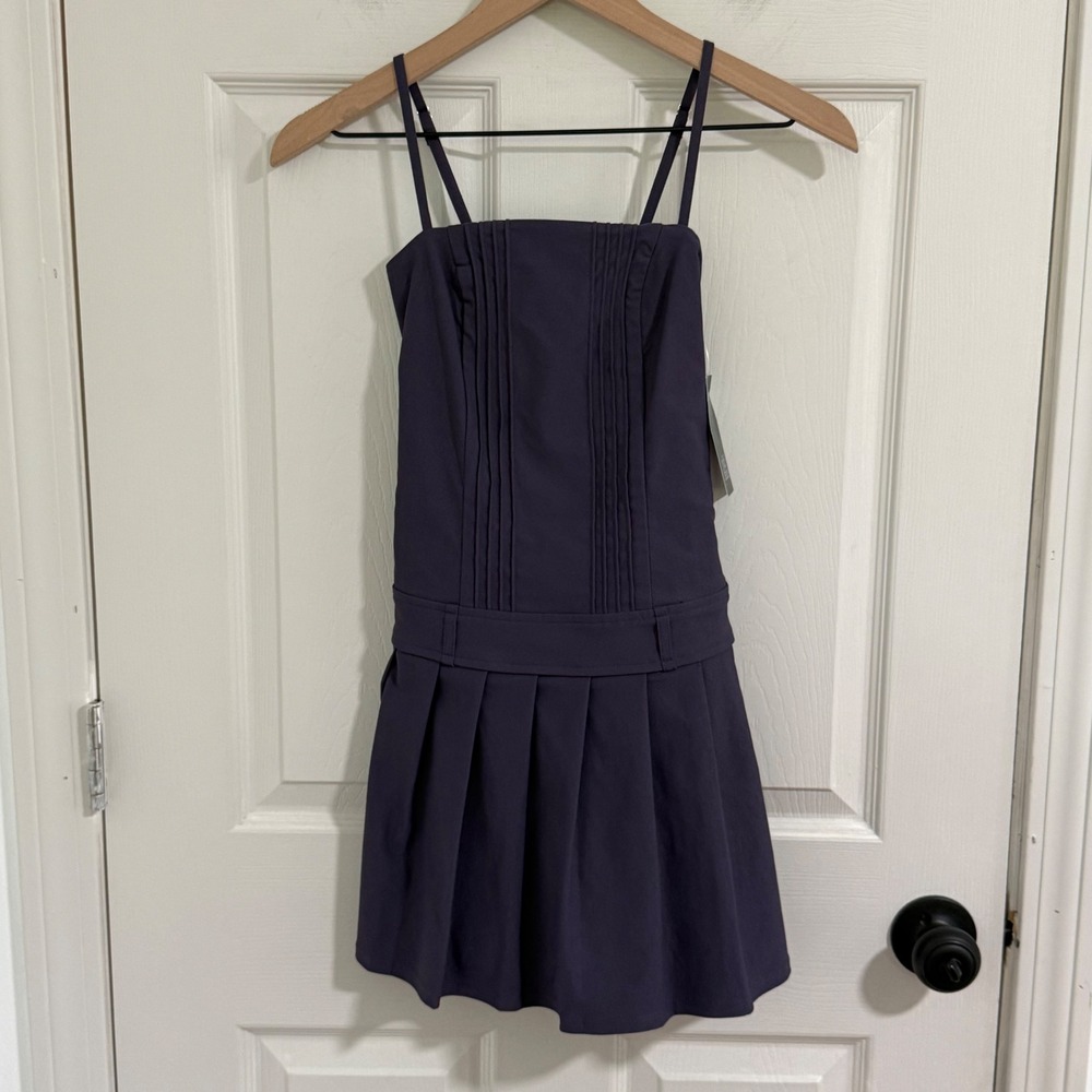 Wild Fable Purple Pintuck Pleated Mini Dress NWT Dark Academia Preppy School XXS - Picture 3 of 10
